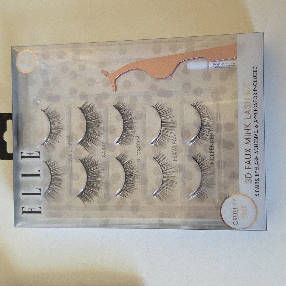 Elle 3D Faux Mink Lash Kit 5 Pairs NEW
